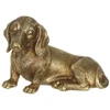 Escultura em poliresina dourada Cachorro Dachshund Salsicha deitado 11,2x15,3x8,4