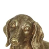 Escultura em poliresina dourada Cachorro Dachshund Salsicha deitado 11,2x15,3x8,4