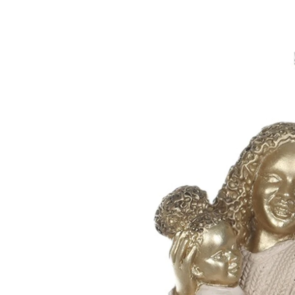 Escultura em poliresina dourada com bege Família 14,8x15,5x10
