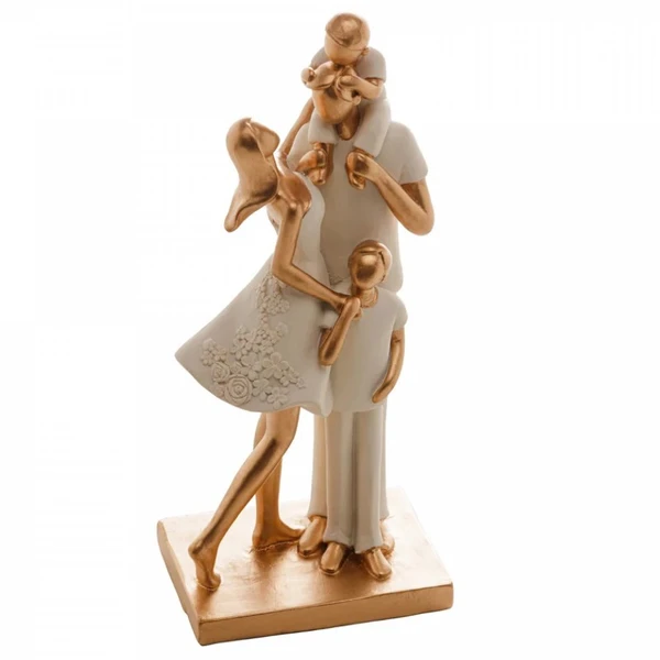 Escultura em resina Família com dois filhos Wolff 9x7x20