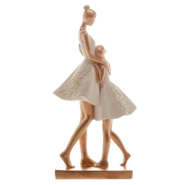 Escultura em resina Família com mãe e filha Wolff 10x7x20