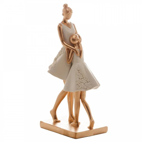Escultura em resina Família com mãe e filha Wolff 10x7x20