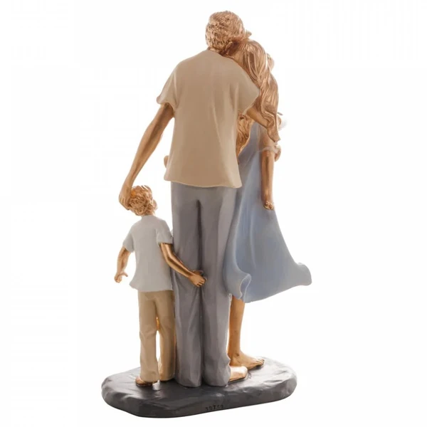 Escultura em resina Família com um filho e uma filha Wolff 15x9x28