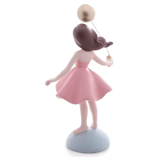 Escultura em resina Menina com Balão dourado Wolff 13x8x22