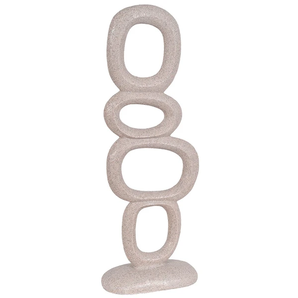 Escultura em resina padrão geométrico empilhado areia Grillo 15x7x40