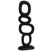 Escultura em resina padrão geométrico empilhado preto Grillo 15x7x40