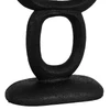 Escultura em resina padrão geométrico empilhado preto Grillo 15x7x40