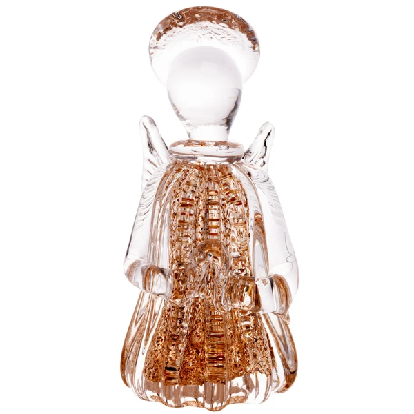 Escultura em vidro Anjo Italy transparente com dourado 7x7x15