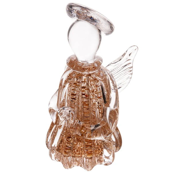 Escultura em vidro Anjo Italy transparente com dourado 7x7x15
