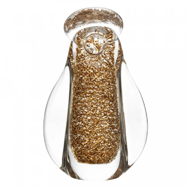 Escultura em vidro Santa Nossa Senhora transparente com dourado Wolff 10x6x15,5