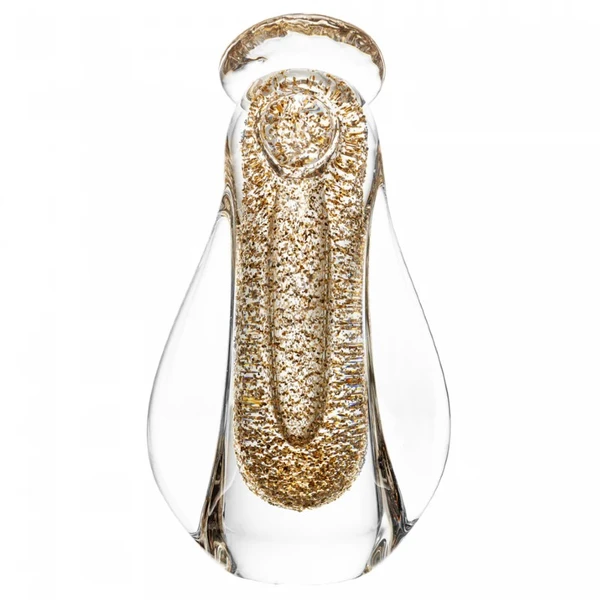 Escultura em vidro Santa Nossa Senhora transparente com dourado Wolff 12x7x21