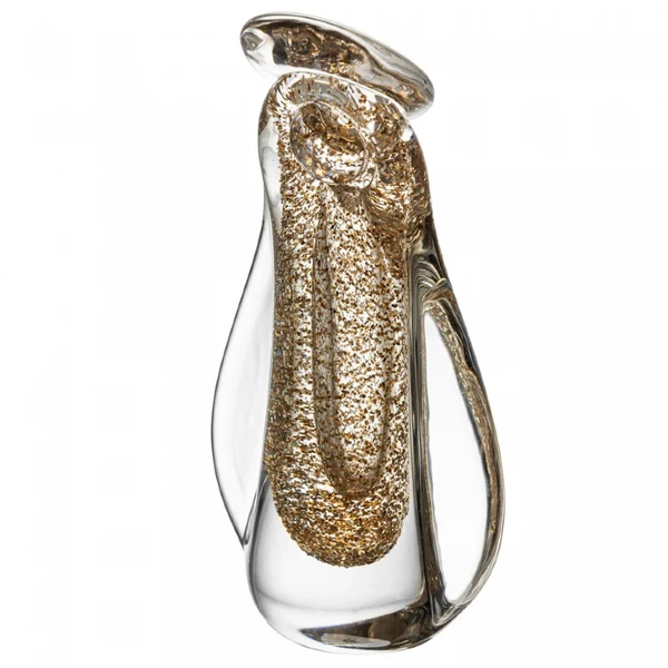 Escultura em vidro Santa Nossa Senhora transparente com dourado Wolff 12x7x21
