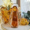 Escultura em vidro murano Santa Nossa Senhora transparente com âmbar 15,5x9