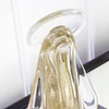 Escultura em vidro murano Santa Nossa Senhora transparente com dourado 24x12,8x8
