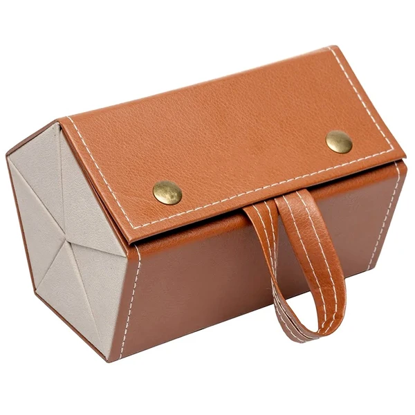 Estojo para óculos em couro sintético com 5 cavidades 17x12x12