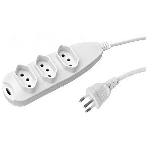 Extensão elétrica bivolt 3 tomadas 10A 3 metros