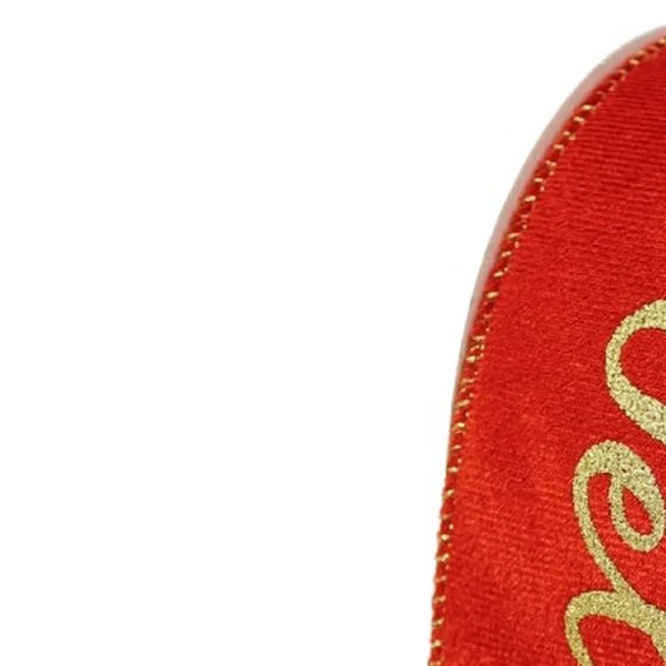 Fita decorativa aramada com estampa Feliz Natal 6,3 cm x 9 metros