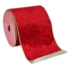 Fita decorativa aramada de veludo vermelho com dourado 10 cm x 9,14 metros
