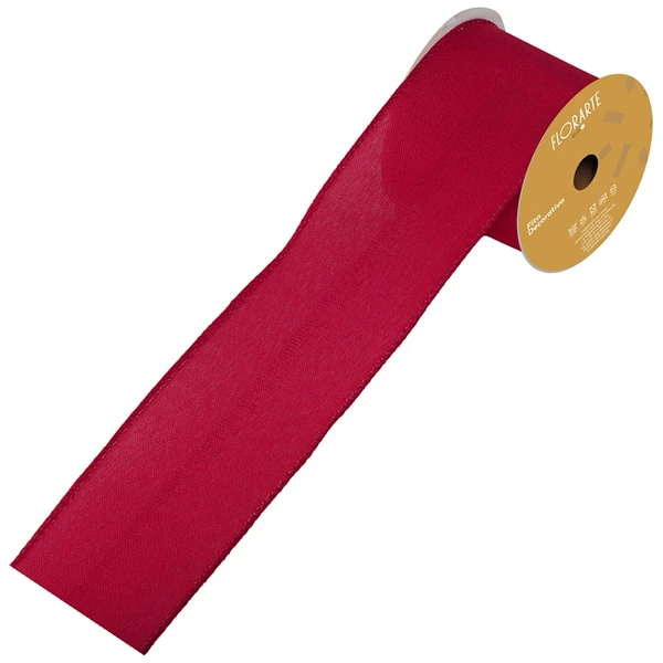 Fita decorativa aramada em linho vermelho 9,14 metros