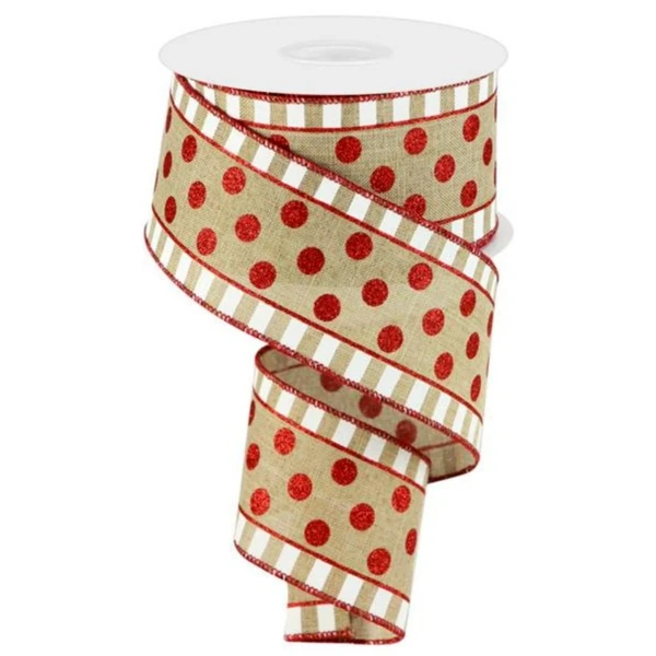 Fita decorativa aramada em linho vermelho com árvore de Natal dourada 5 cm x 9 metros