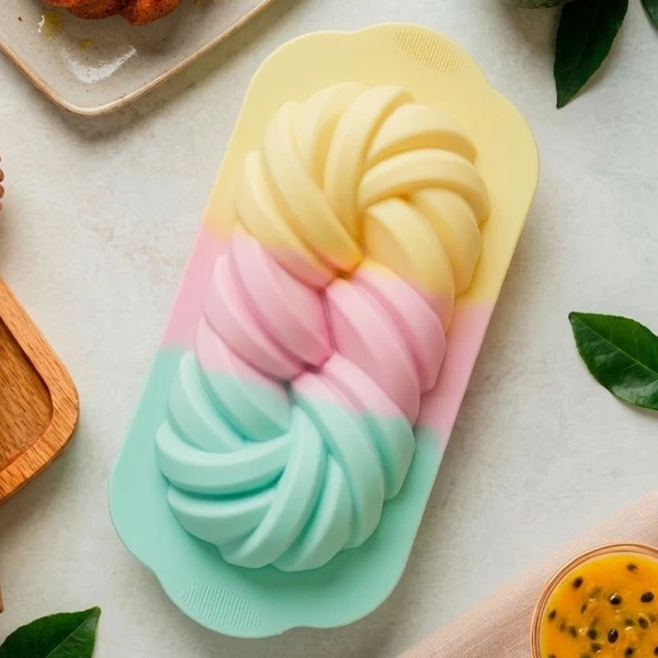 Forma retangular de silicone modelo trançado para bolo e pão caseiro 23,5x13x5,5