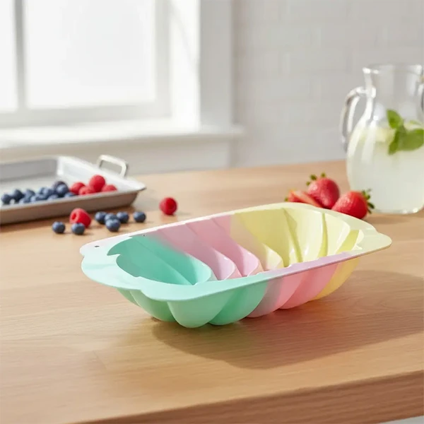 Forma retangular de silicone modelo trançado para bolo e pão caseiro 23,5x13x5,5