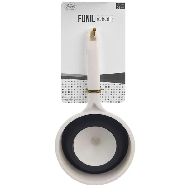 Funil retrátil de silicone com cabo plástico