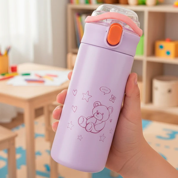 GARRAFA TÉRMICA INFANTIL COM CANUDO 500ML