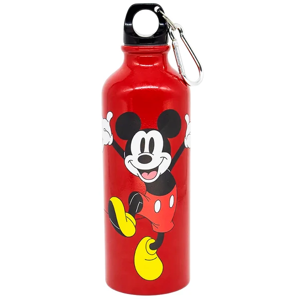 Garrafa squeeze de alumínio com mosquetão Mickey Mouse Disney Zona Criativa 500 ml