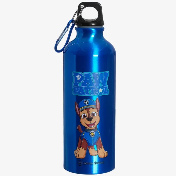 Garrafa squeeze de alumínio com mosquetão Patrulha Canina Nickelodeon Zona Criativa - Chase 500 ml