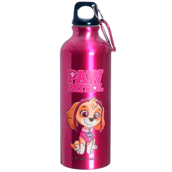 Garrafa squeeze de alumínio com mosquetão Patrulha Canina Nickelodeon Zona Criativa - Skye 500 ml