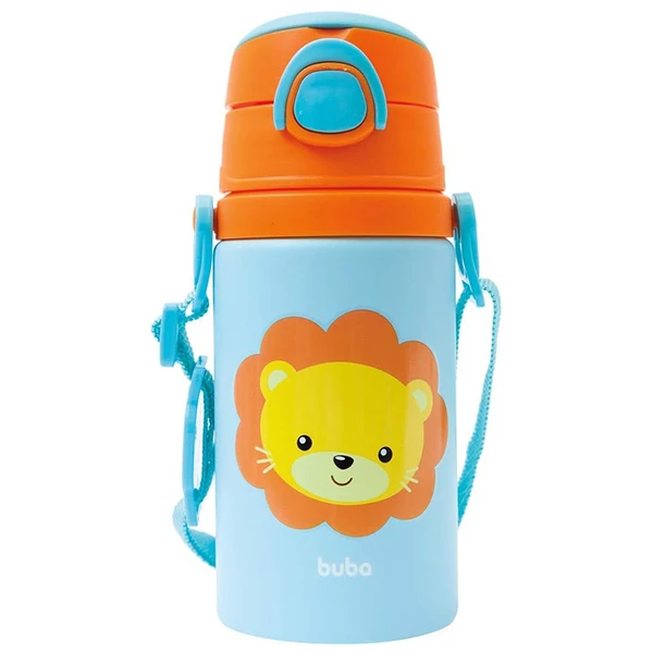 Garrafa squeeze infantil Animal Fun Leão Buba 450 ml