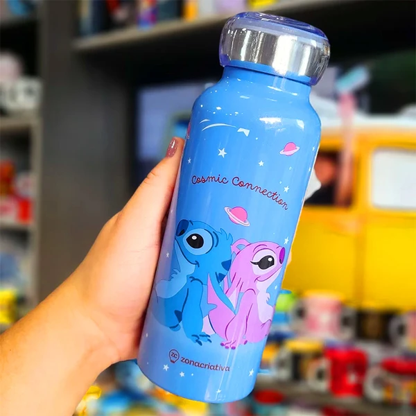 Garrafa squeeze térmica Stitch e Angel Disney Zona Criativa 500 ml