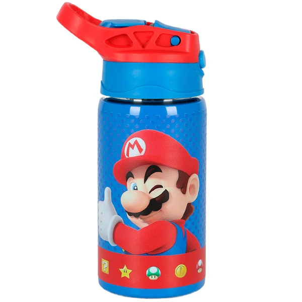 Garrafa squeeze térmica infantil Super Mario Nintendo Luxcel 500 ml - azul