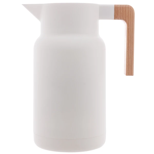 Garrafa térmica com alça amadeirada Organic branca Lyor 1 litro