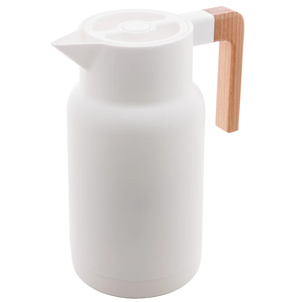 Garrafa térmica com alça amadeirada Organic branca Lyor 1 litro