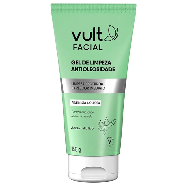 Gel de limpeza facial antioleosidade para pele mista a oleosa Vult 150 g