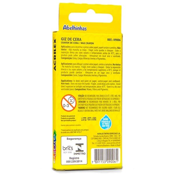 Giz de Cera Acrilex 6 cores 24 g