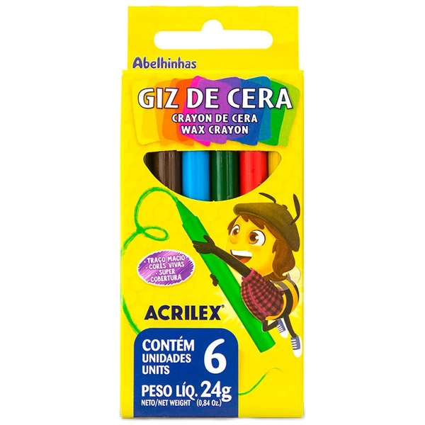 Giz de Cera Acrilex 6 cores 24 g