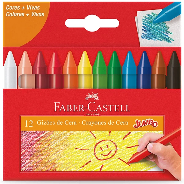 Giz de cera Gizão Jumbo 12 cores clássicas Faber-Castell