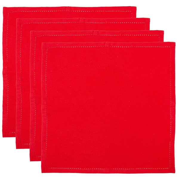 Guardanapos de algodão Momentos vermelho Lyor 40x40 4 peças