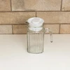 Jarra de vidro texturizado canelado com tampa branca Lyor 550 ml