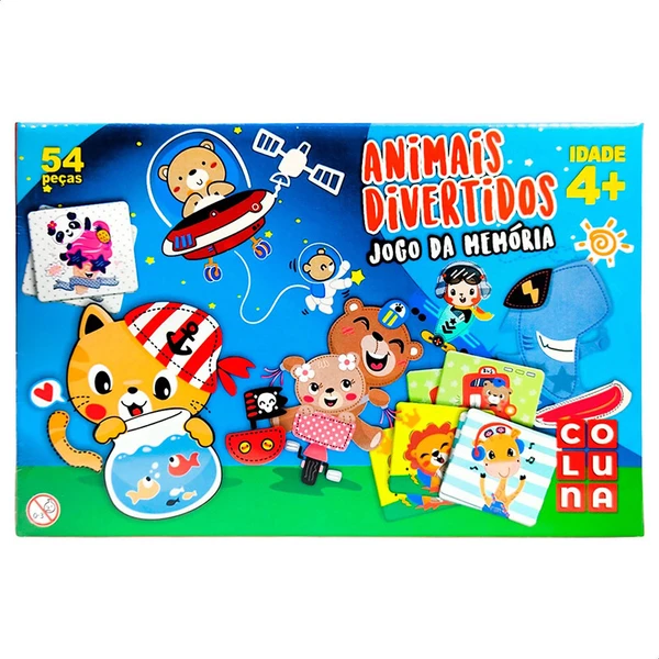 Jogo da memória Animais Divertidos 54 peças