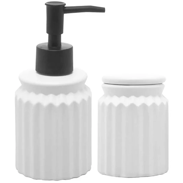 Jogo de banheiro de cerâmica Stripes branco Lyor 2 peças