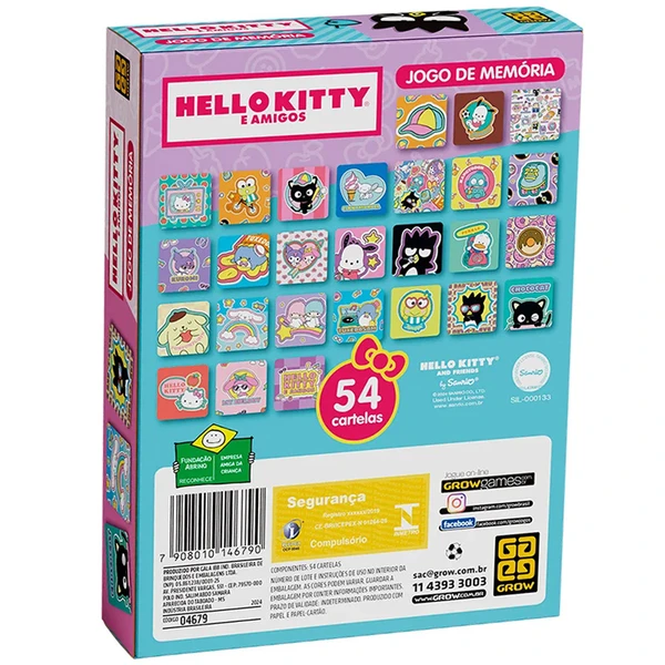Jogo de memória Hello Kitty e Amigos Grow 54 cartas