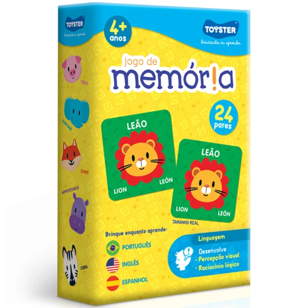 Jogo de memória Idiomas português, inglês, espanhol 24 pares