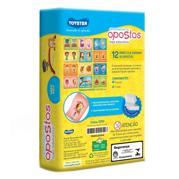 Jogo educativo Aprendendo os Opostos 24 peças
