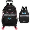 KIT MOCHILA CARRINHO 360° E LANCHEIRA TÉRMICA STITCH LUXCEL - PRETO