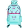 KIT MOCHILA CARRINHO 360° E LANCHEIRA TÉRMICA STITCH LUXCEL - TURQUESA