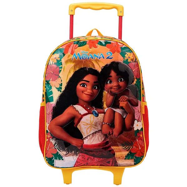 KIT MOCHILA carrinho infantil 16", lancheira térmica e estojo escolar Moana
